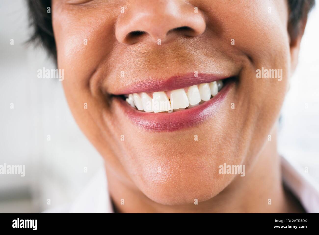 Close up of a womans face. Stock Photo