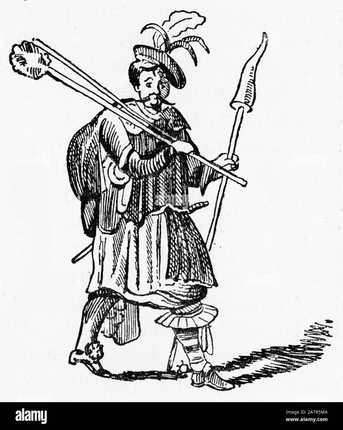 Engraving of John Cottington, called 'Mul-Sack,' chimney sweep, pickpocket and highwayman, hanged at Newgate prison, London, England in 1652. From The Chronicles of Newgate, 1884. Stock Photo