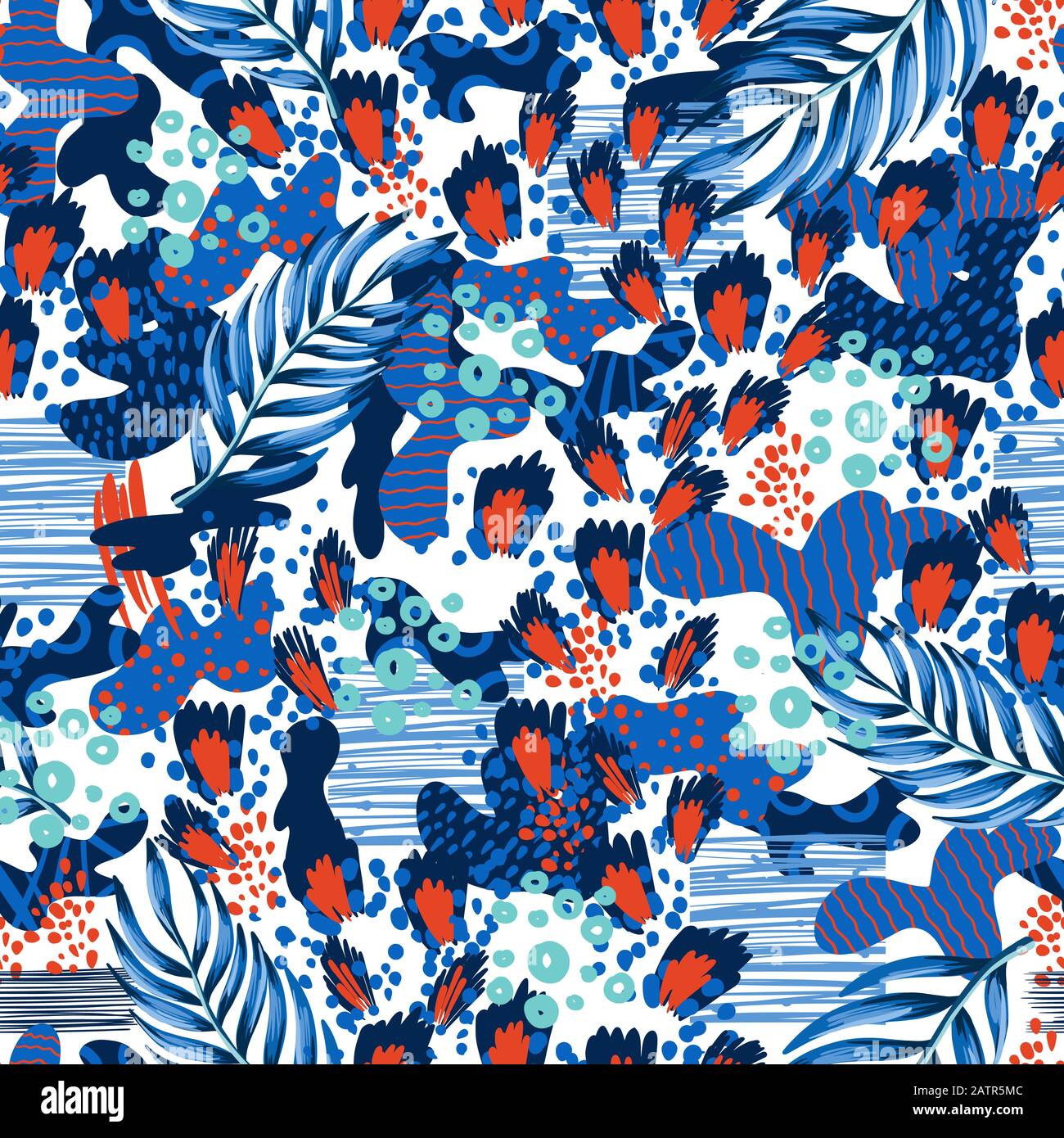 Seamless leopard skin pattern with tropical leaves. Vector Stock Vector ...