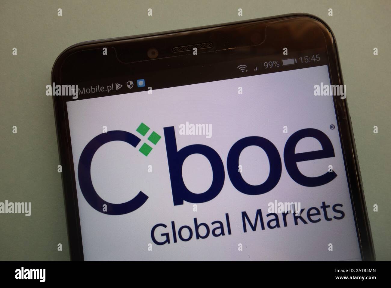 Cboe Global Markets logo on smartphone Stock Photo