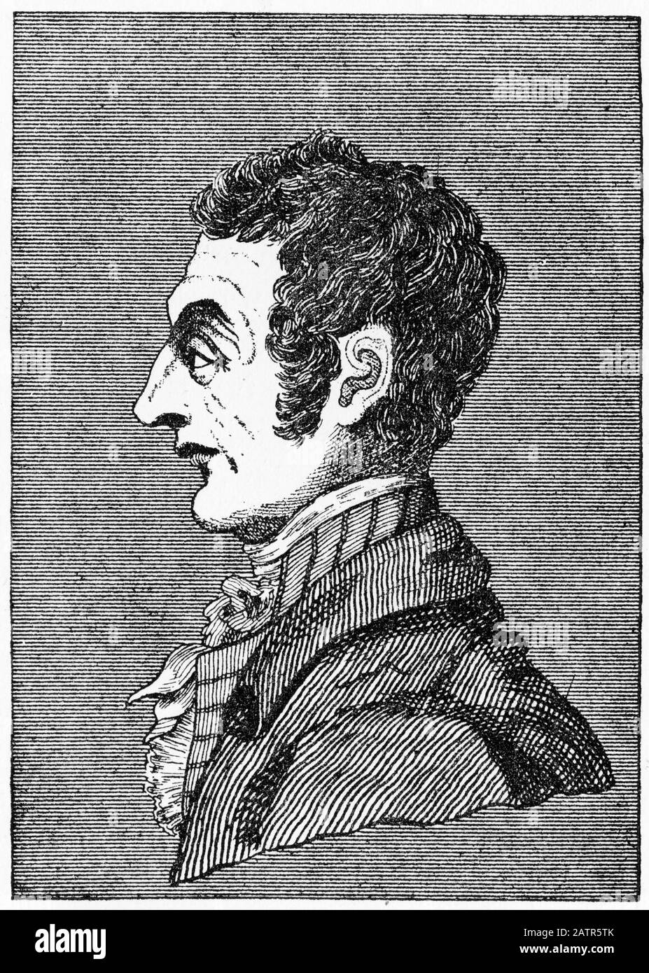 Engraving of John Bellingham (1769 – 18 May 1812) assassin of British Prime Minister Spencer Perceval, hanged at Newgate prison, London, England. From The Chronicles of Newgate, 1884. Stock Photo