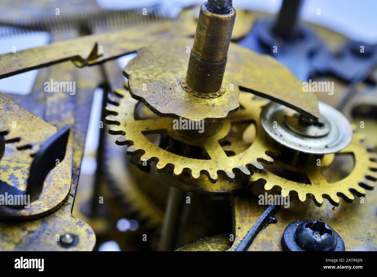 vintage clock mechanism close up shot in studio Stock Photo Alamy