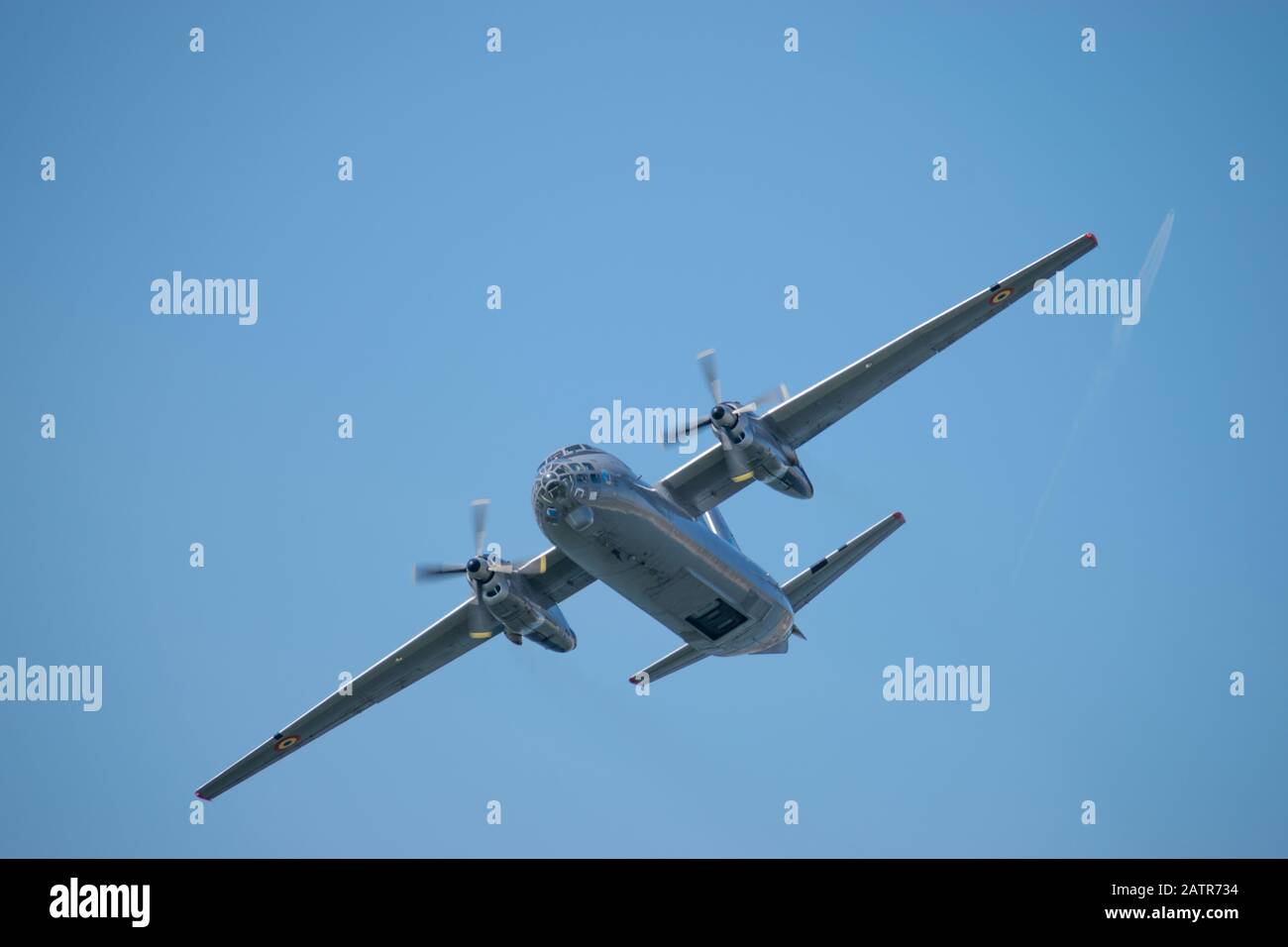 Bucharest/ Romania - AeroNautic Show - September 21, 2019: AN30 military airplane flying in the sky. Stock Photo