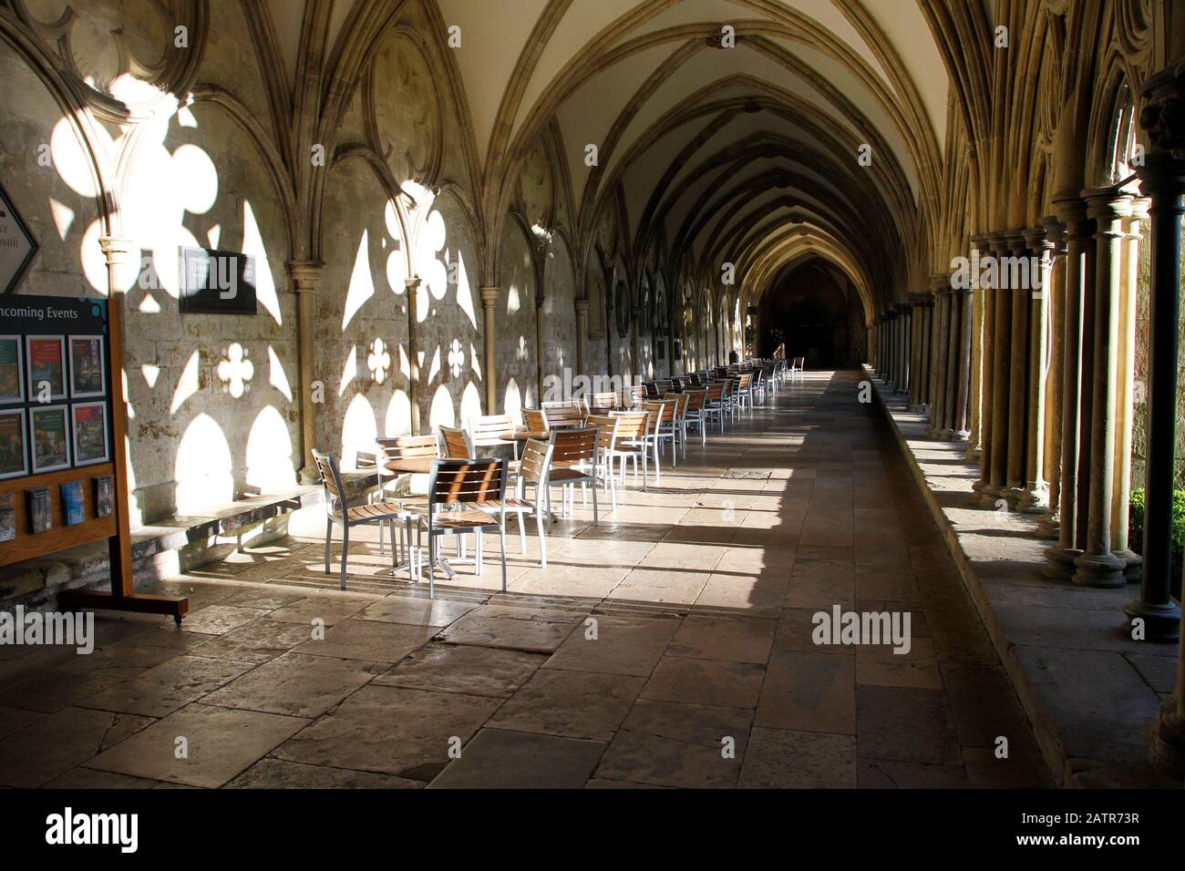Cloisters at Salisbury Cathedral, Wiltshire, England Stock Photo