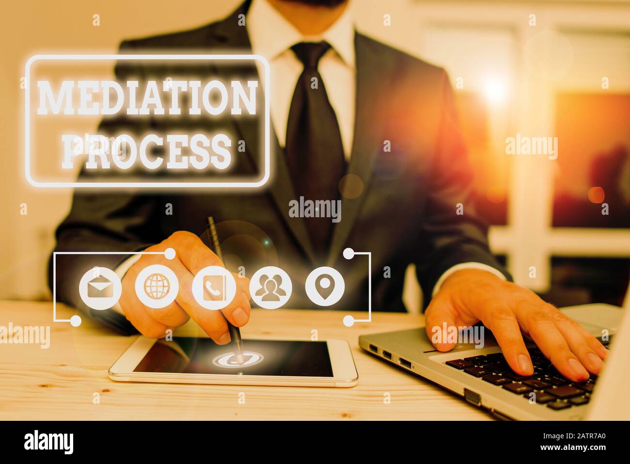 Writing note showing Mediation Process. Business concept for informal ...