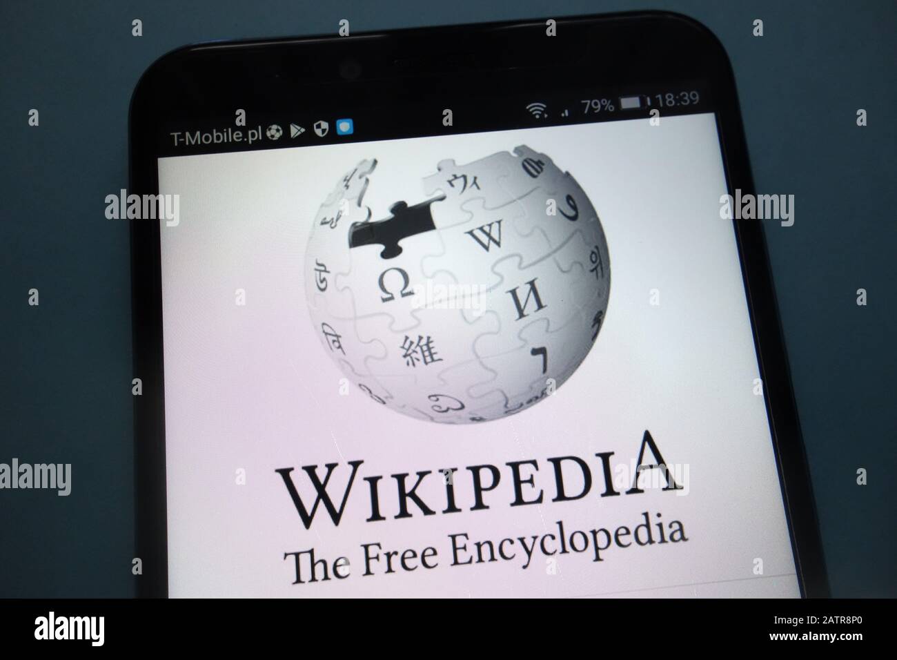 Wikipedia logo on smartphone Stock Photo