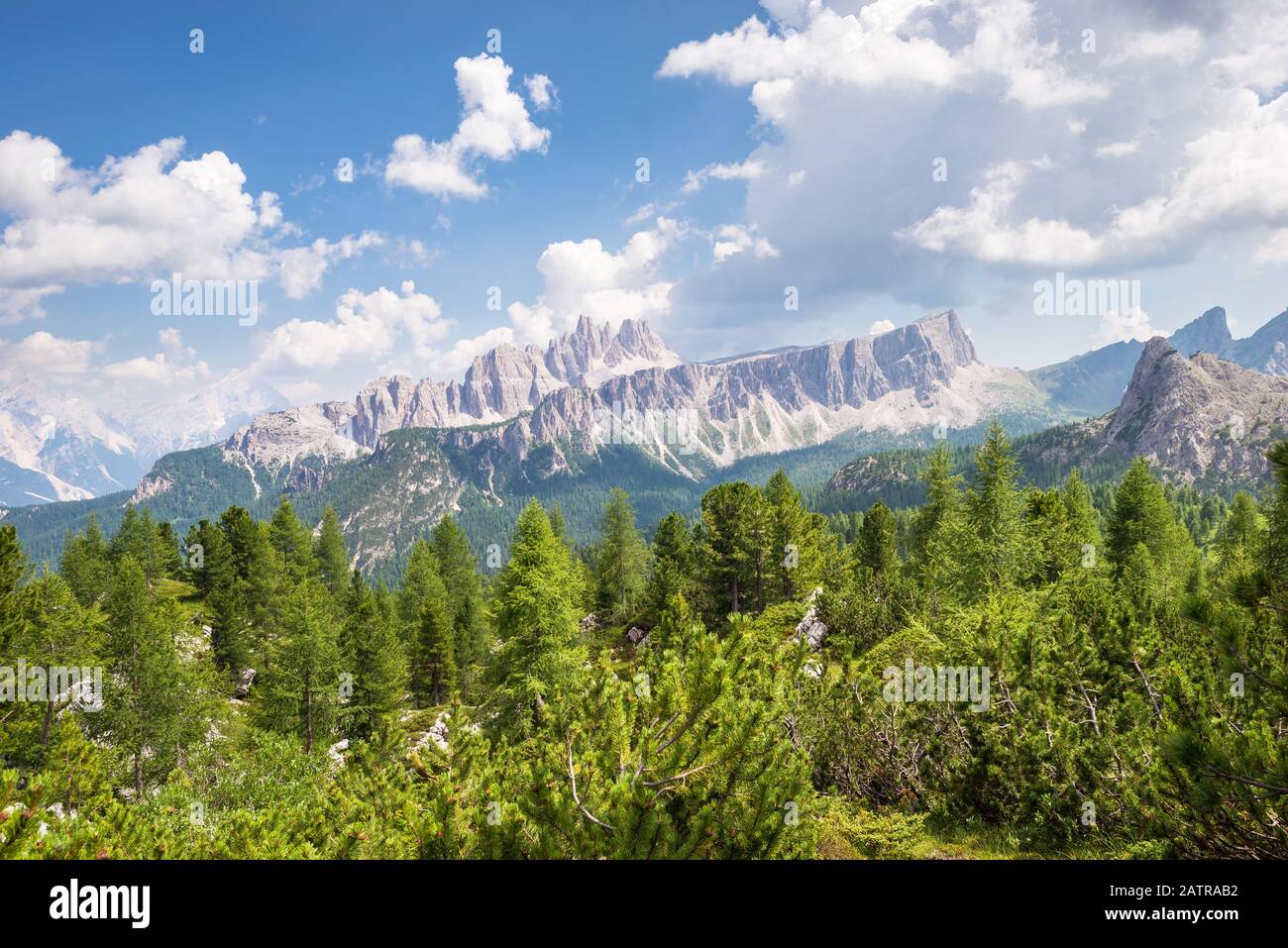 Stunning landscape image of characteristic Ampezzo massif in Dolomites mountains, Italy Stock Photo