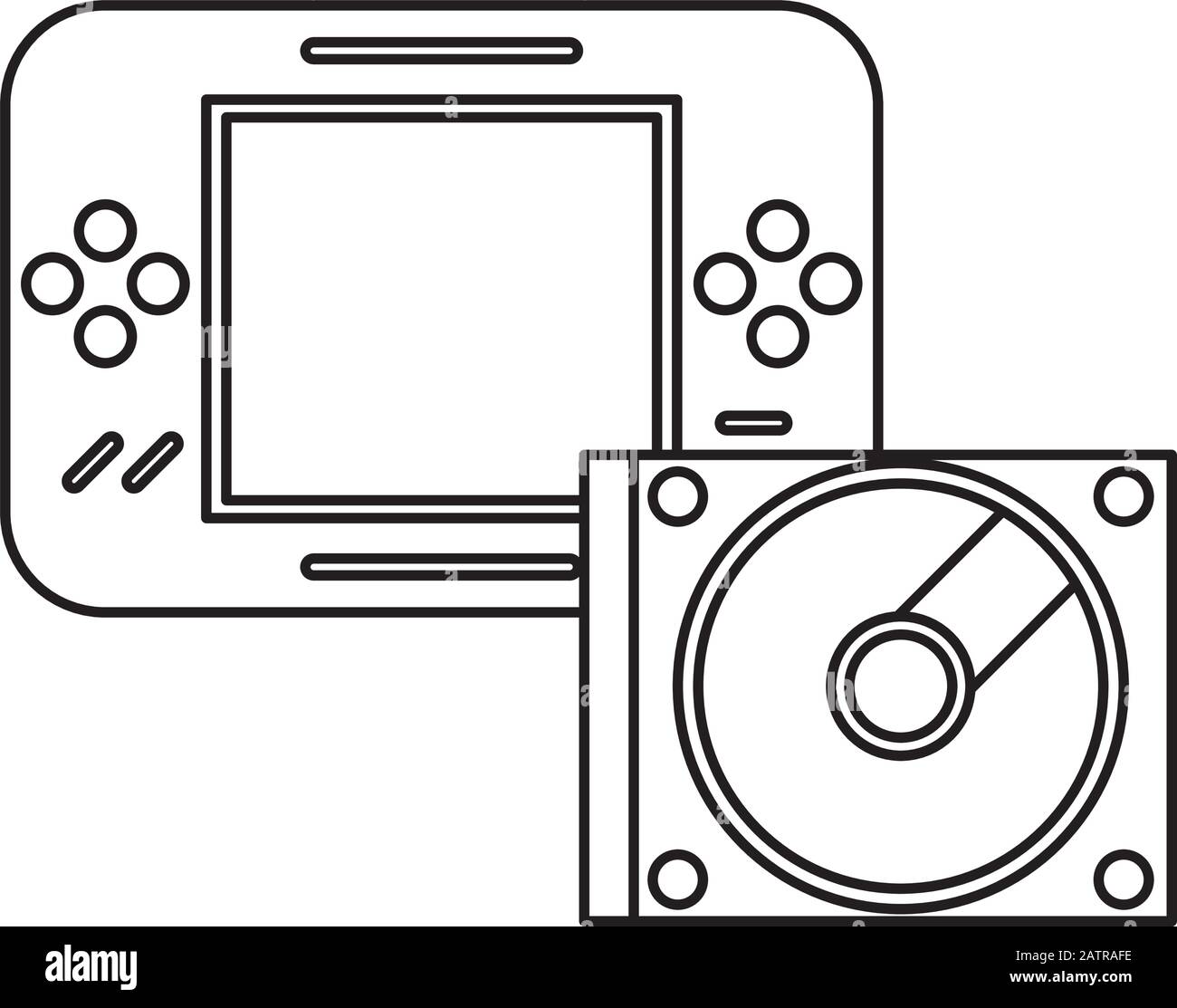 video game portable with compact disk Stock Vector