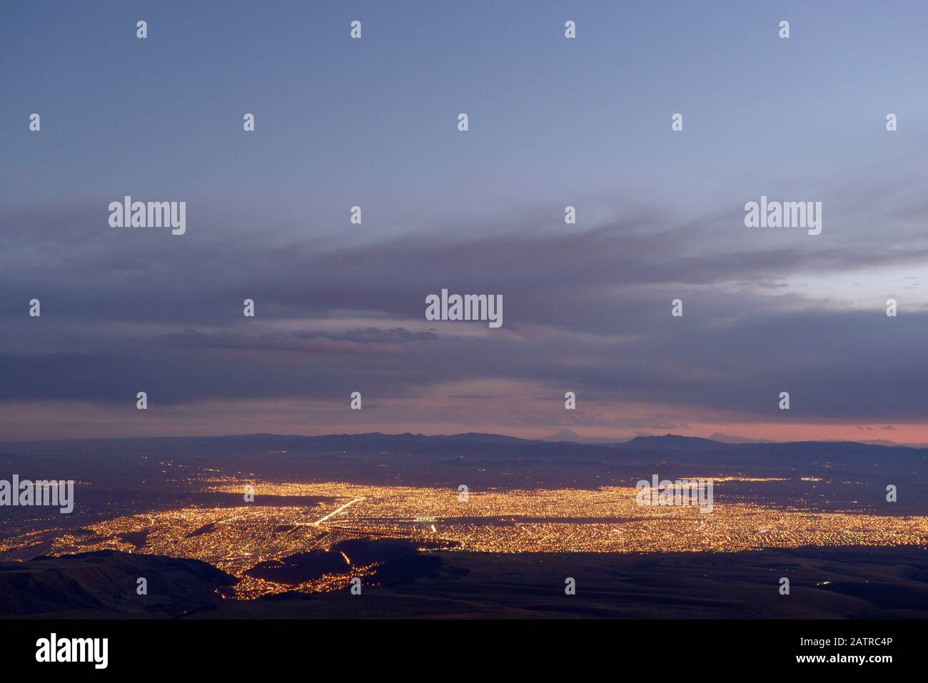 The city of El Alto seen from the Chacaltaya mountain. Stock Photo