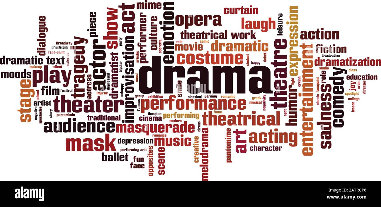 Drama word cloud concept. Collage made of words about drama. Vector illustration Stock Vector