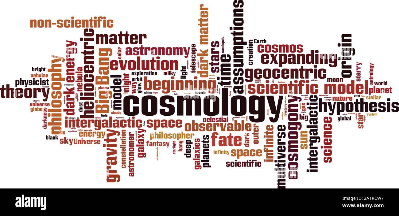 Cosmology word cloud concept. Collage made of words about cosmology. Vector illustration Stock Vector
