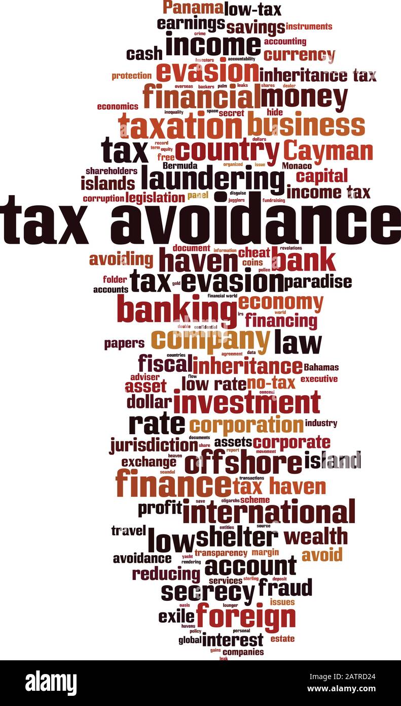 Tax avoidance word cloud concept. made of words about tax avoidance. Vector illustration Stock Vector