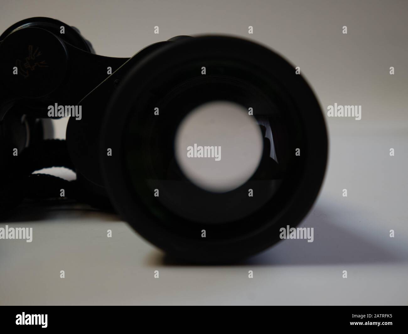 Close-up binoculars on a white background.  Stock Photo