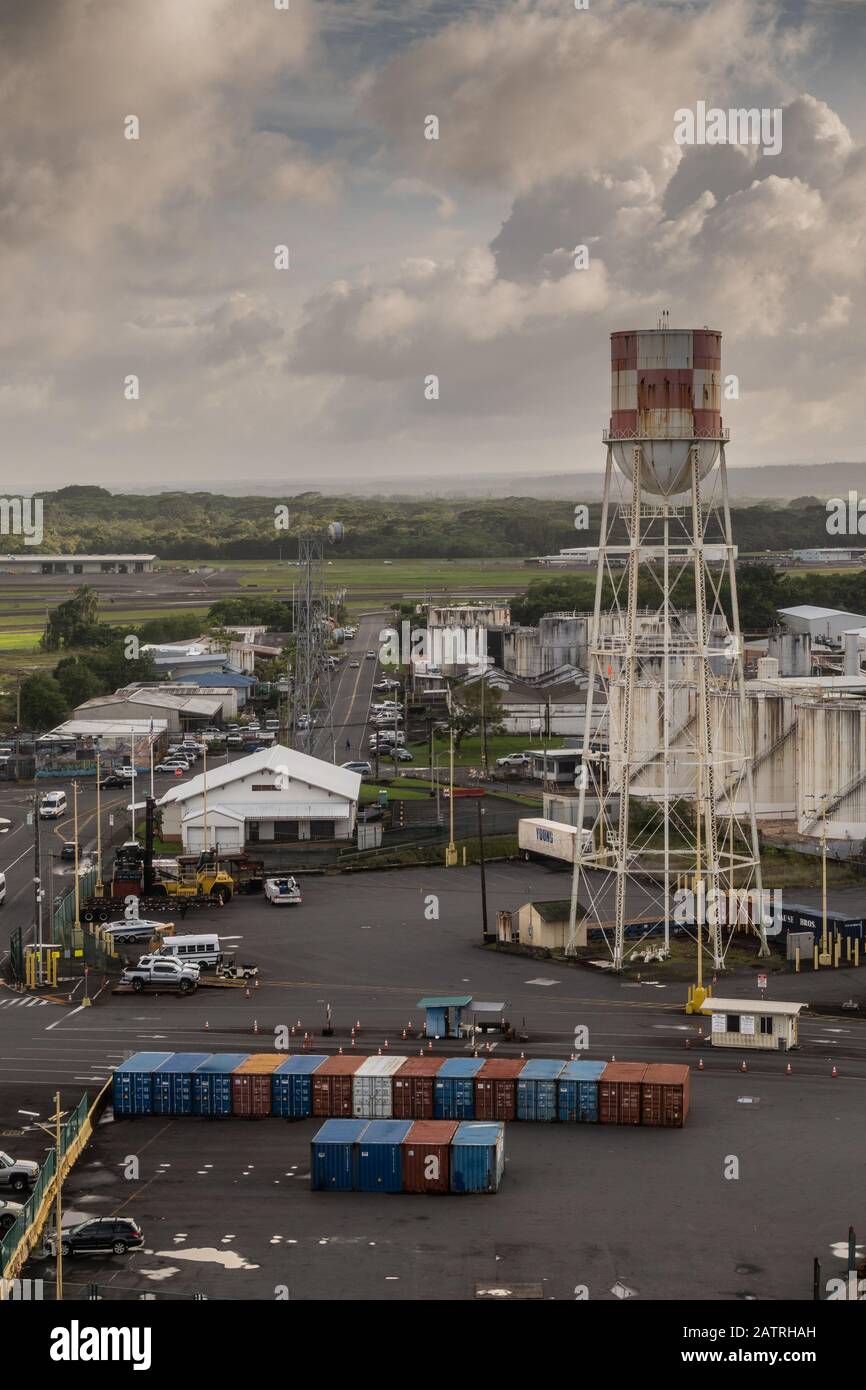 Hilo, Hawaii, USA. January 14, 2020 Access road to ocean port with