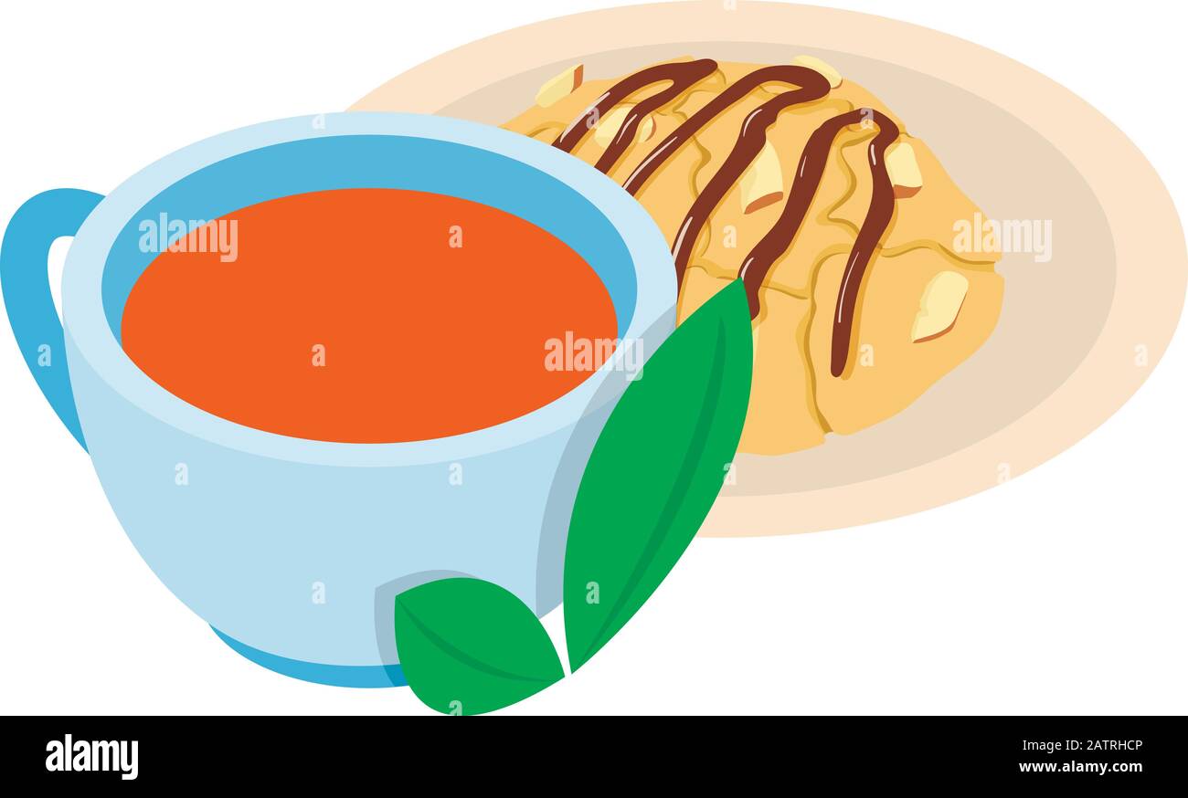 Tea time icon, isometric style Stock Vector