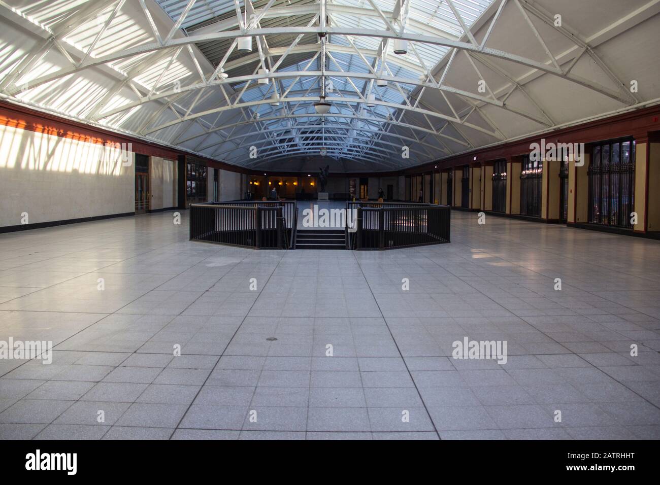 The interior of a former train station Stock Photo