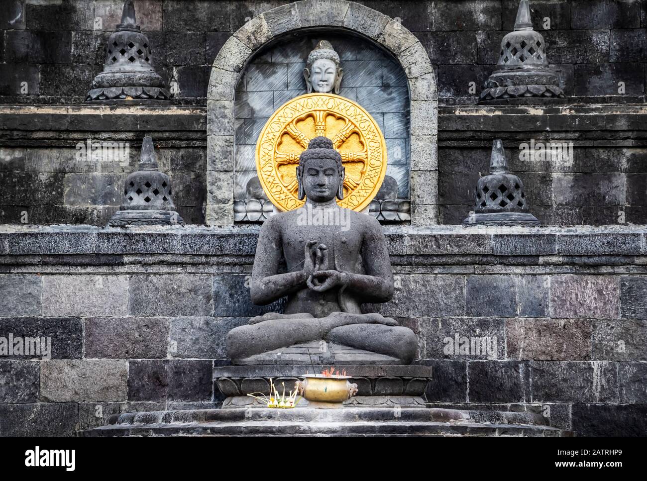 Statue of Buddha at Brahma Vihara Arama Buddhist Monastery; Banjar, Bali, Indonesia Stock Photo