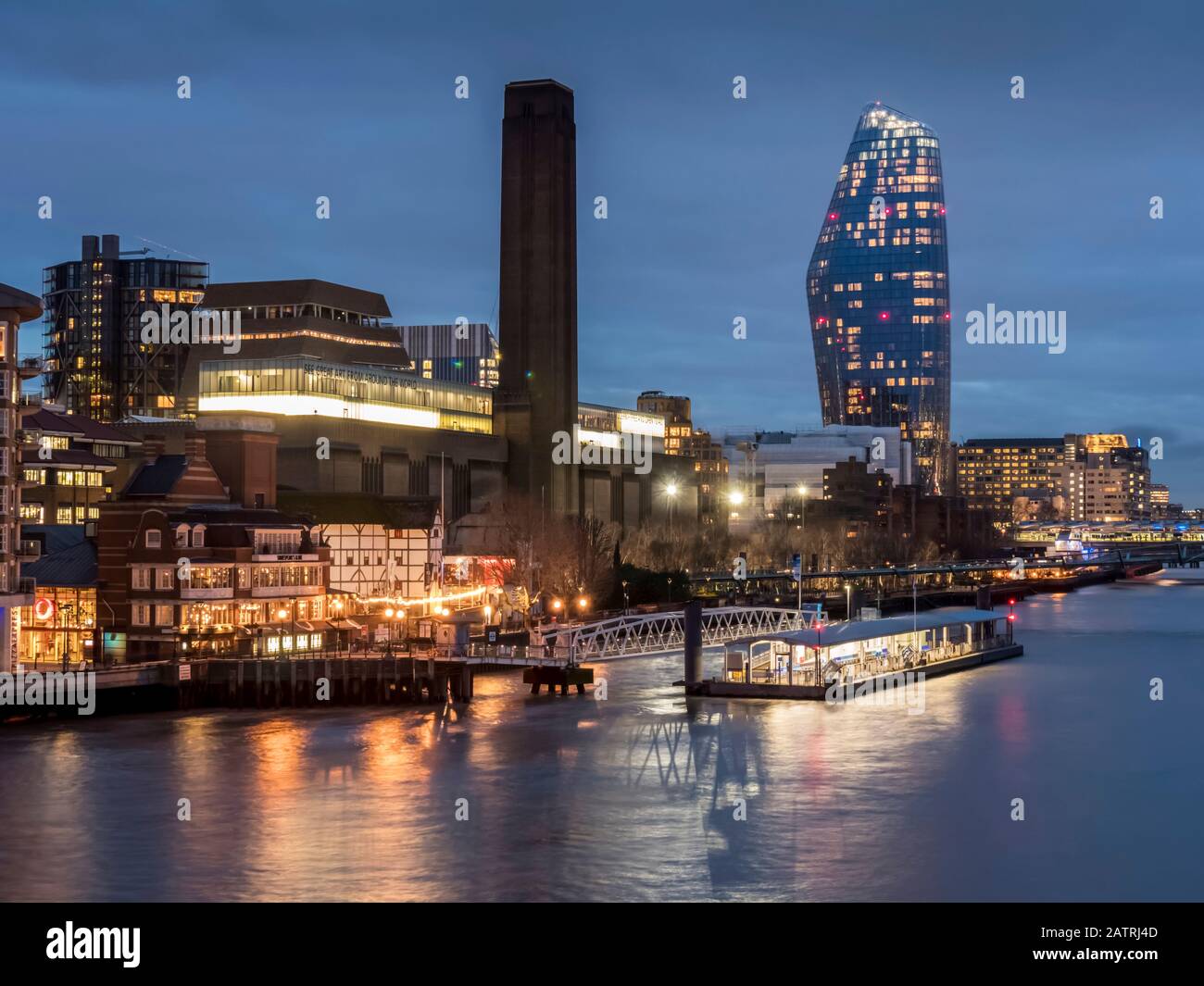 South Bank at twilight; London, England Stock Photo