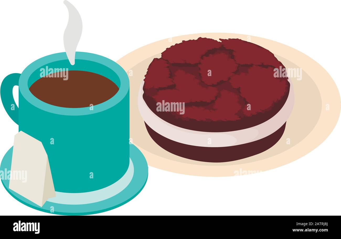 Chocolate breakfast icon, isometric style Stock Vector