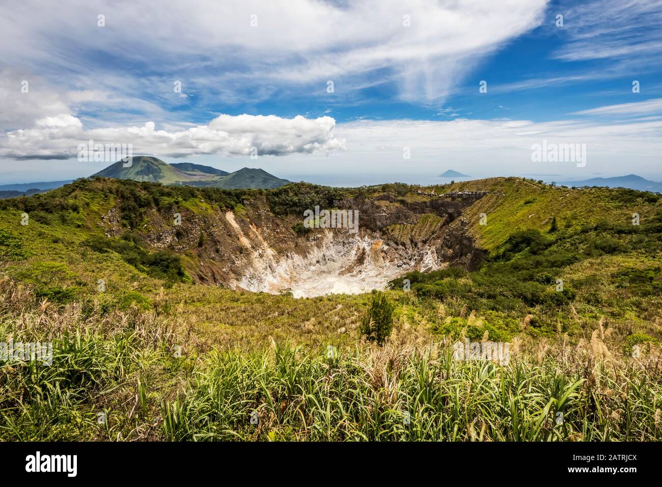 Crater of Mount Mahawu volcano; North Sulawesi, Indonesia Stock Photo