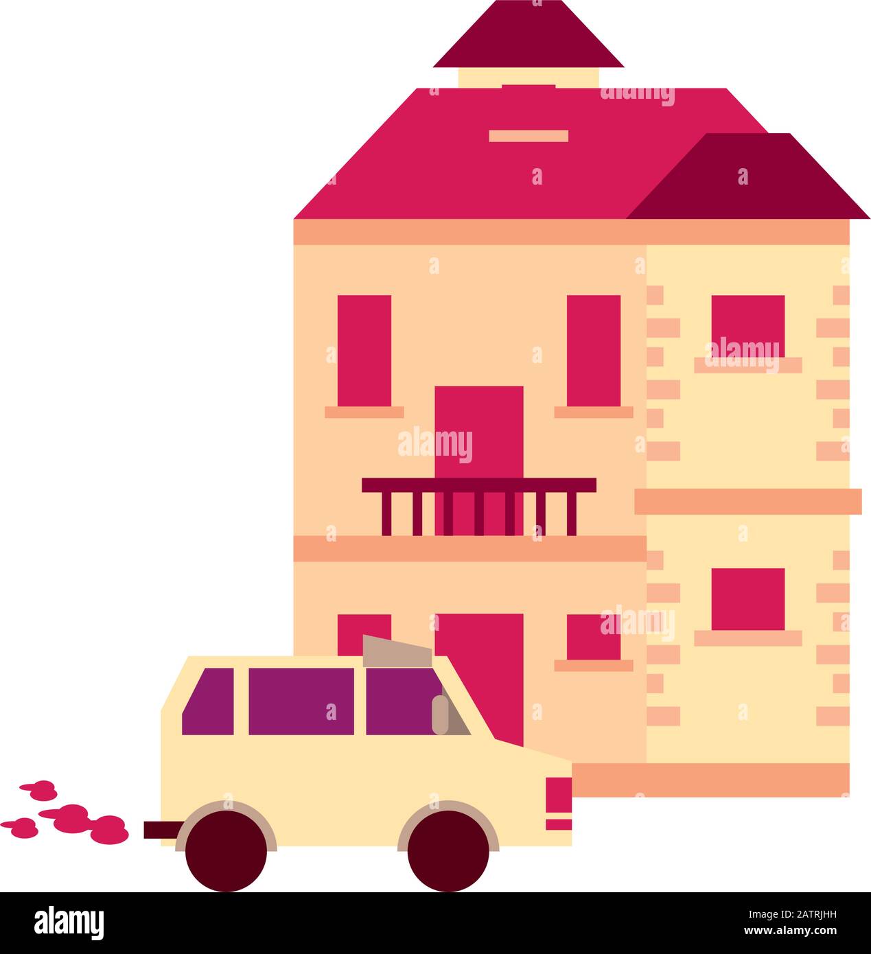 house building front facade with car Stock Vector Image & Art - Alamy