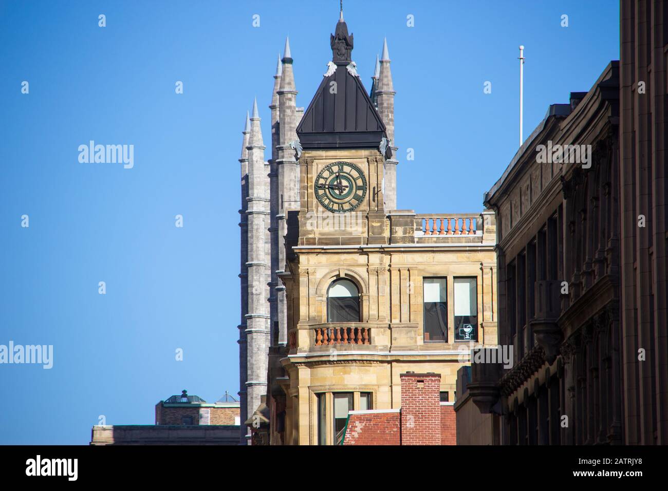 Old office building with clock tower Stock Photo Alamy