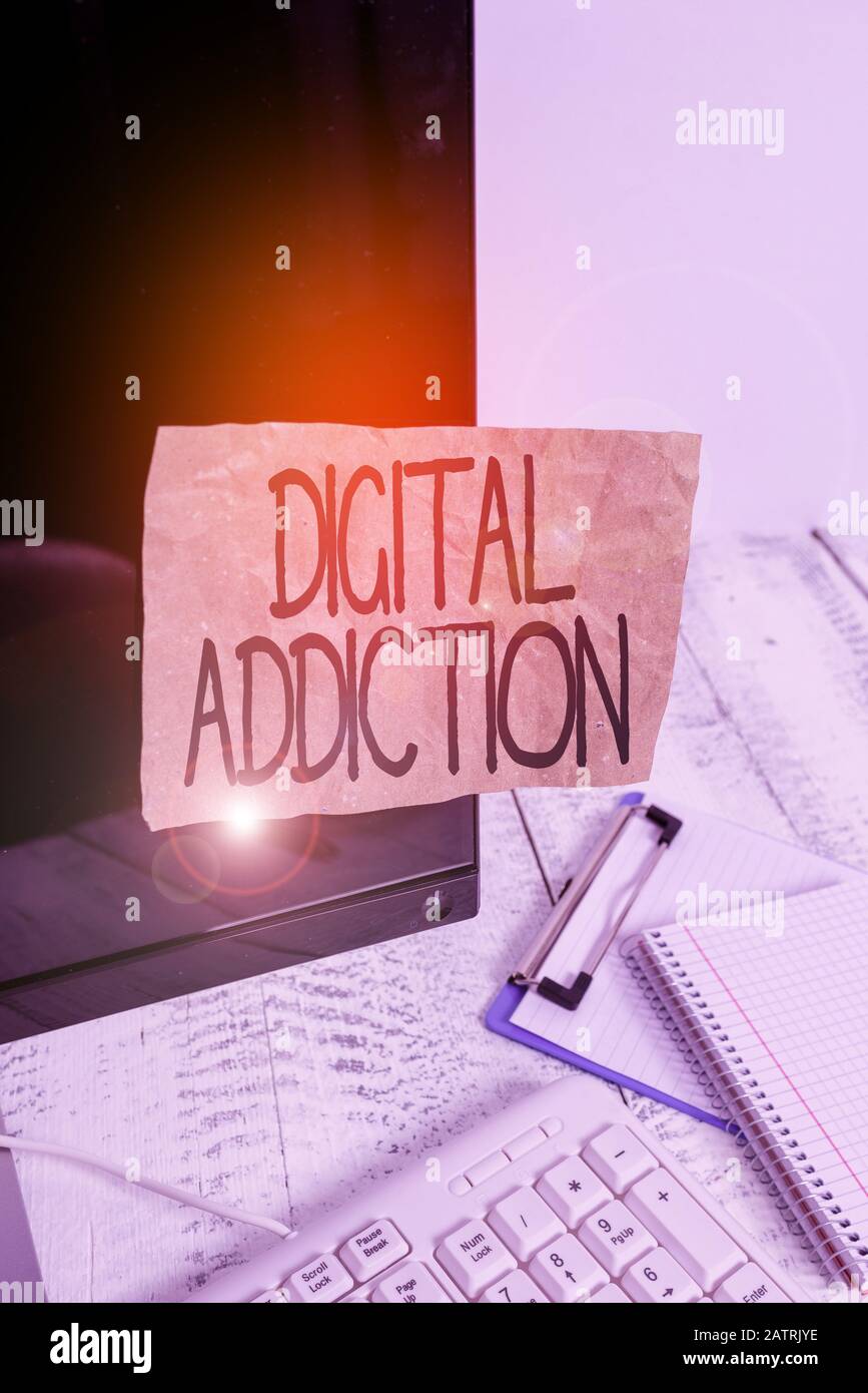 Conceptual hand writing showing Digital Addiction. Concept meaning