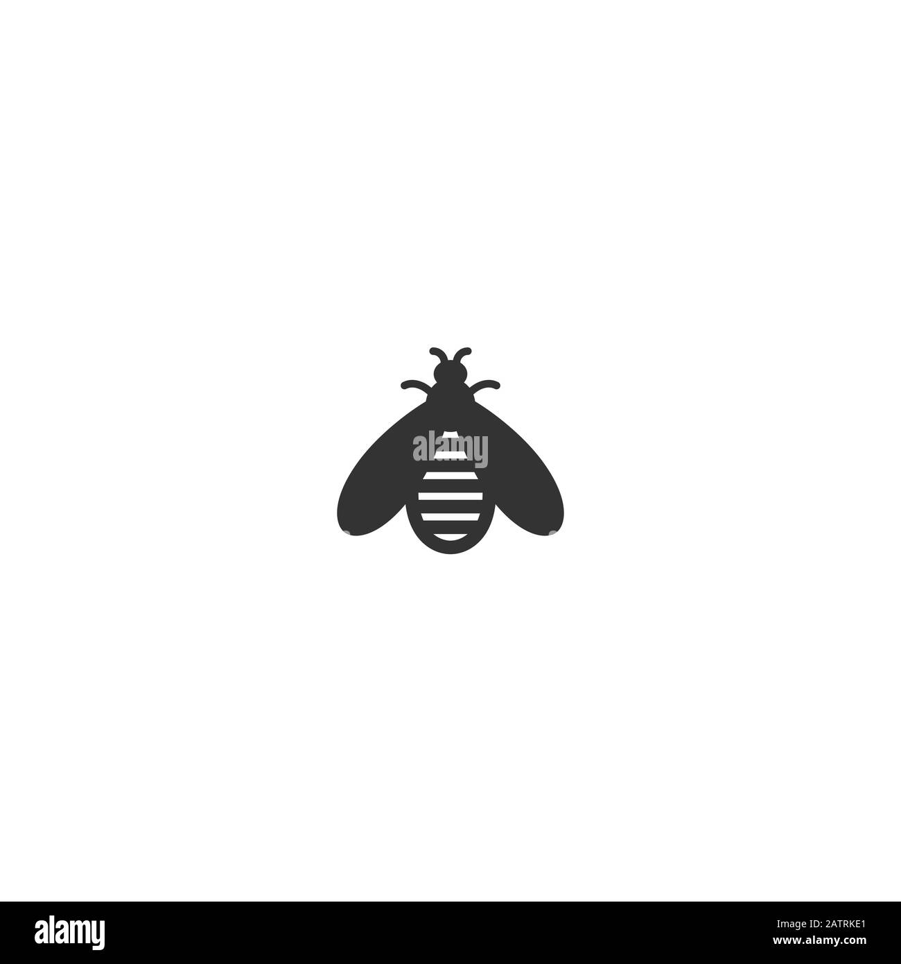 Black honey bee simple silhouette flat icon isolated on white. Stock Vector