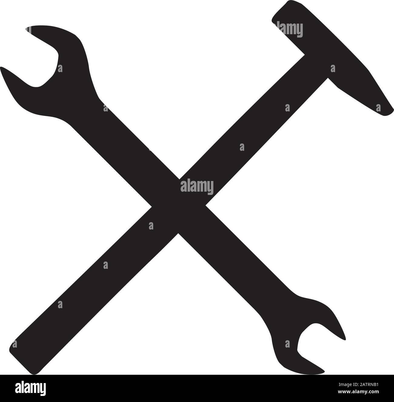 black crossed wrench and hammer tool Stock Vector Image & Art Alamy