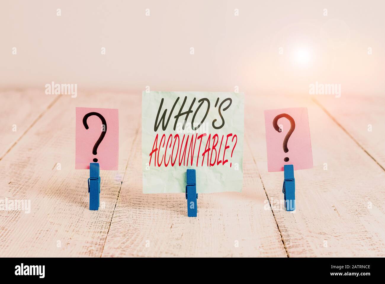 Writing note showing Who S Accountable. Business concept for answerable ...
