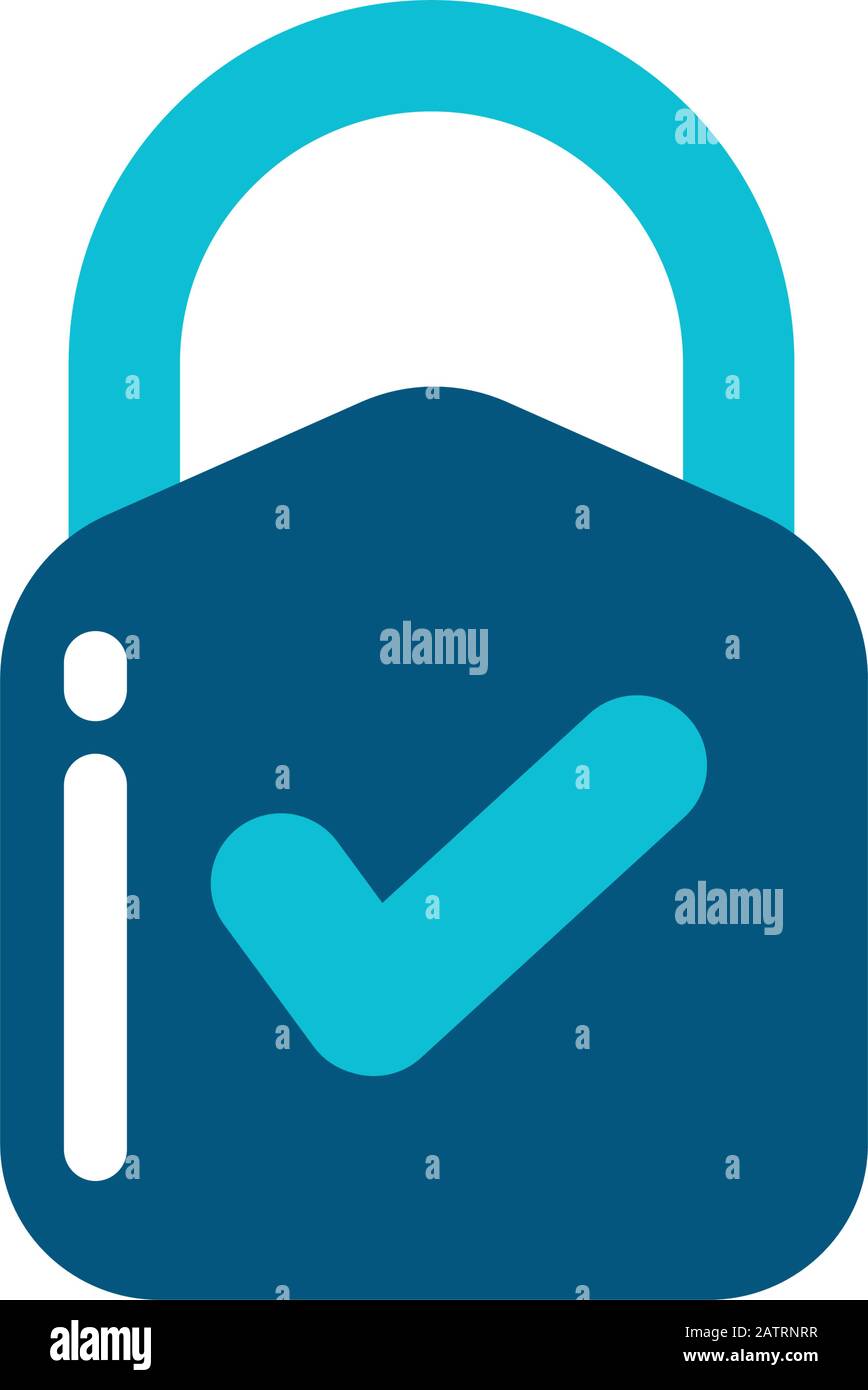 Padlock and check mark design of Security lock access door house safe ...