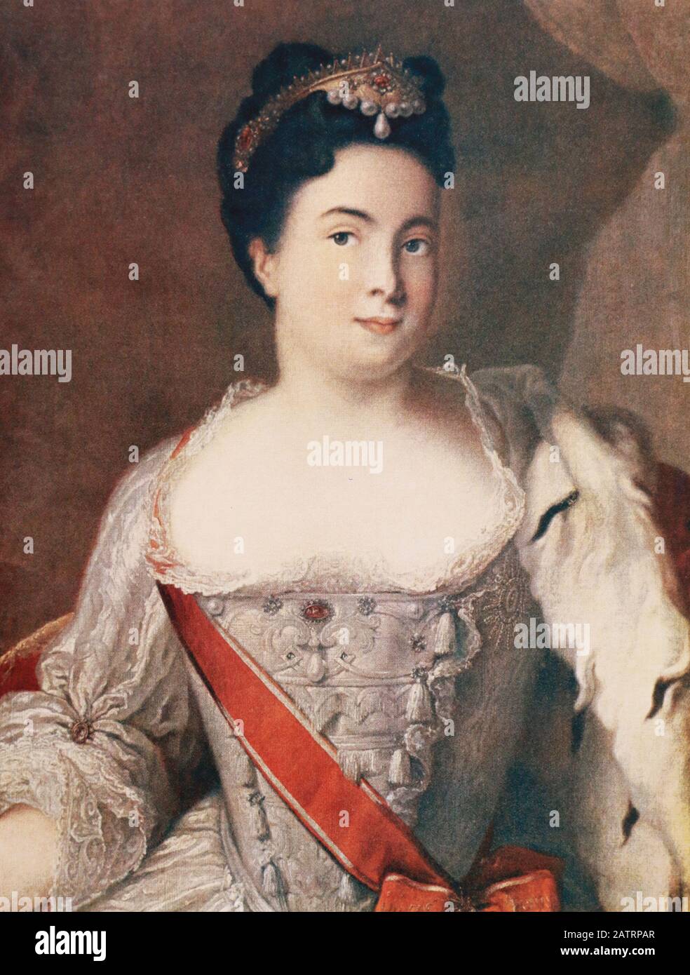 Russian Empress Catherine I Alekseevna. Painting of the 18th century. Stock Photo