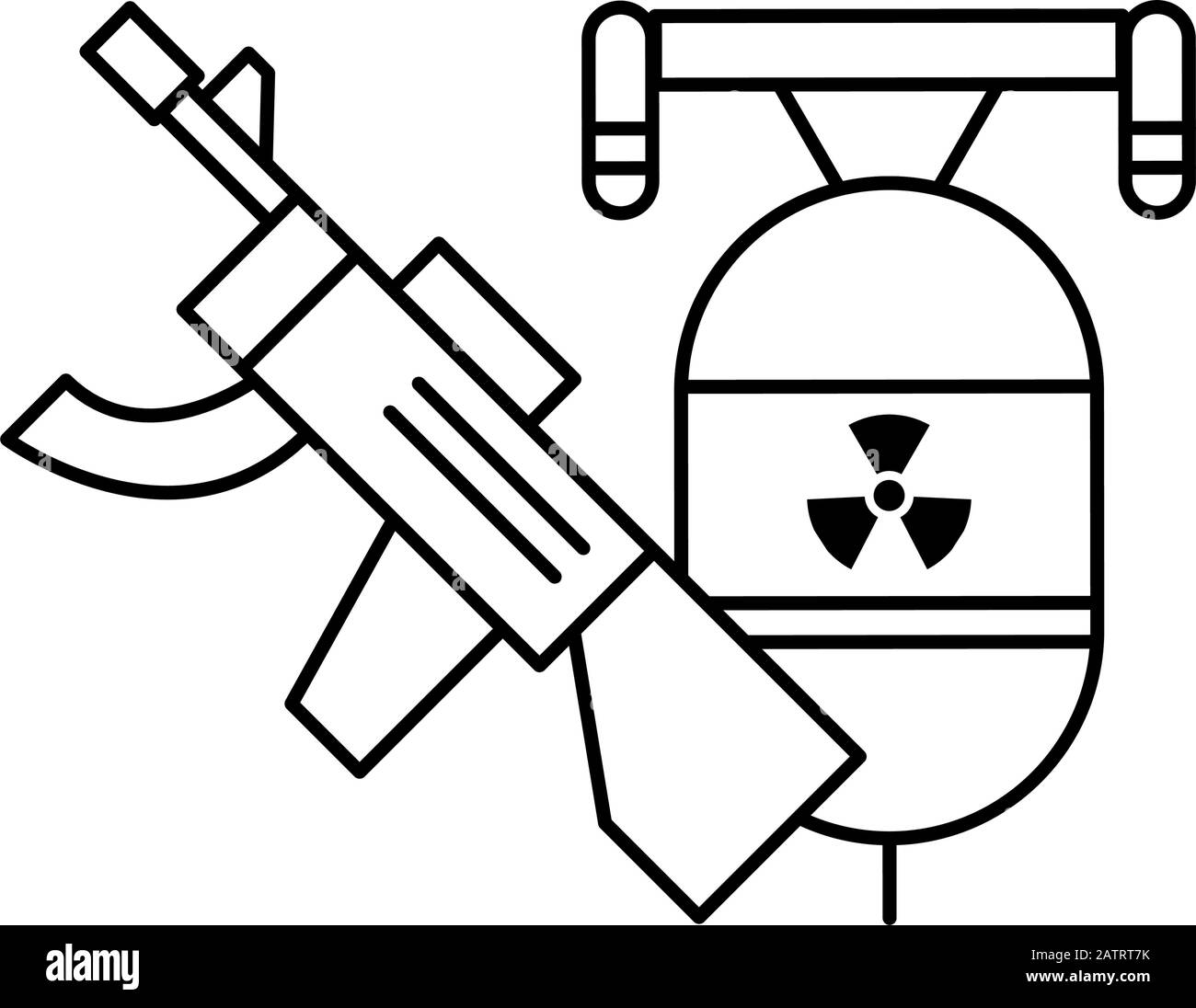 gun military force with flyer bomb Stock Vector