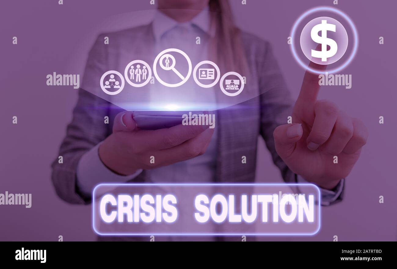 Writing note showing Crisis Solution. Business concept for process by ...