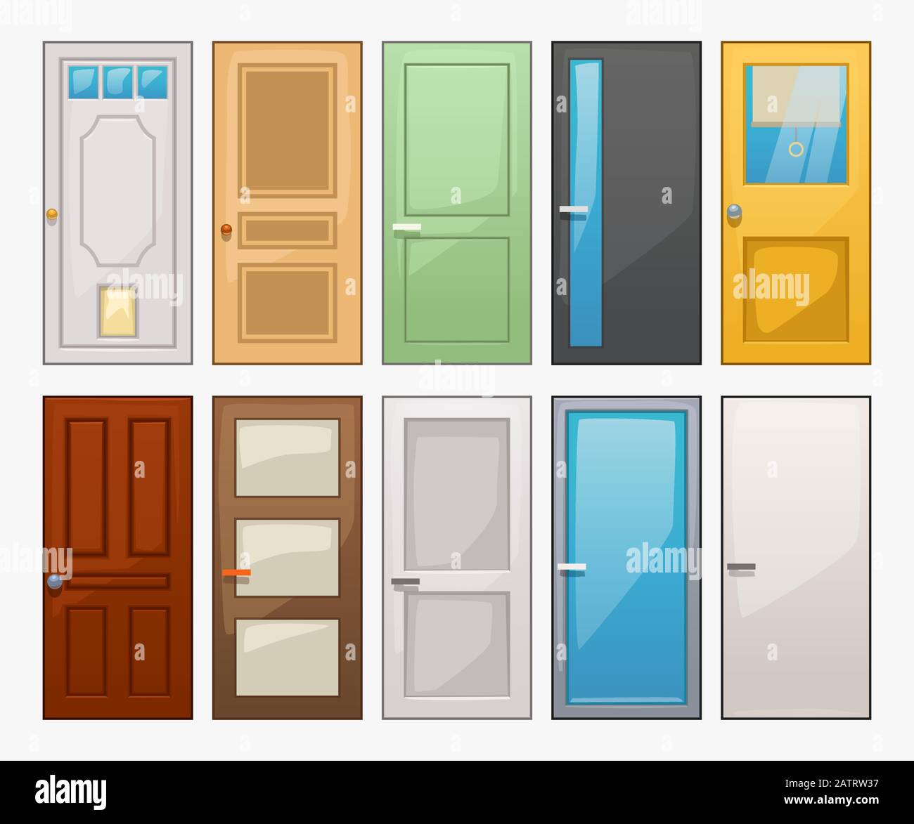 doors set isolated on white background Stock Vector
