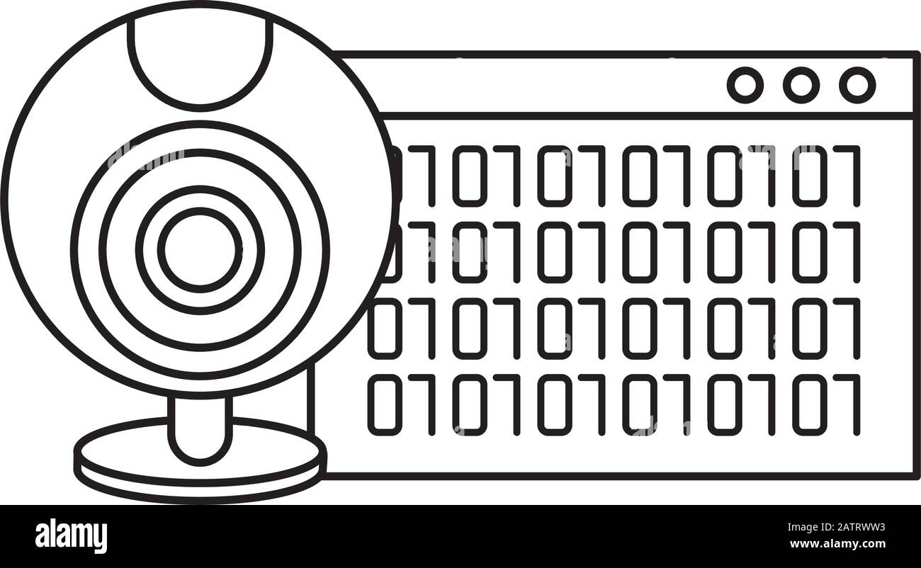 webpage template with binary code numbers and webcam Stock Vector Image ...