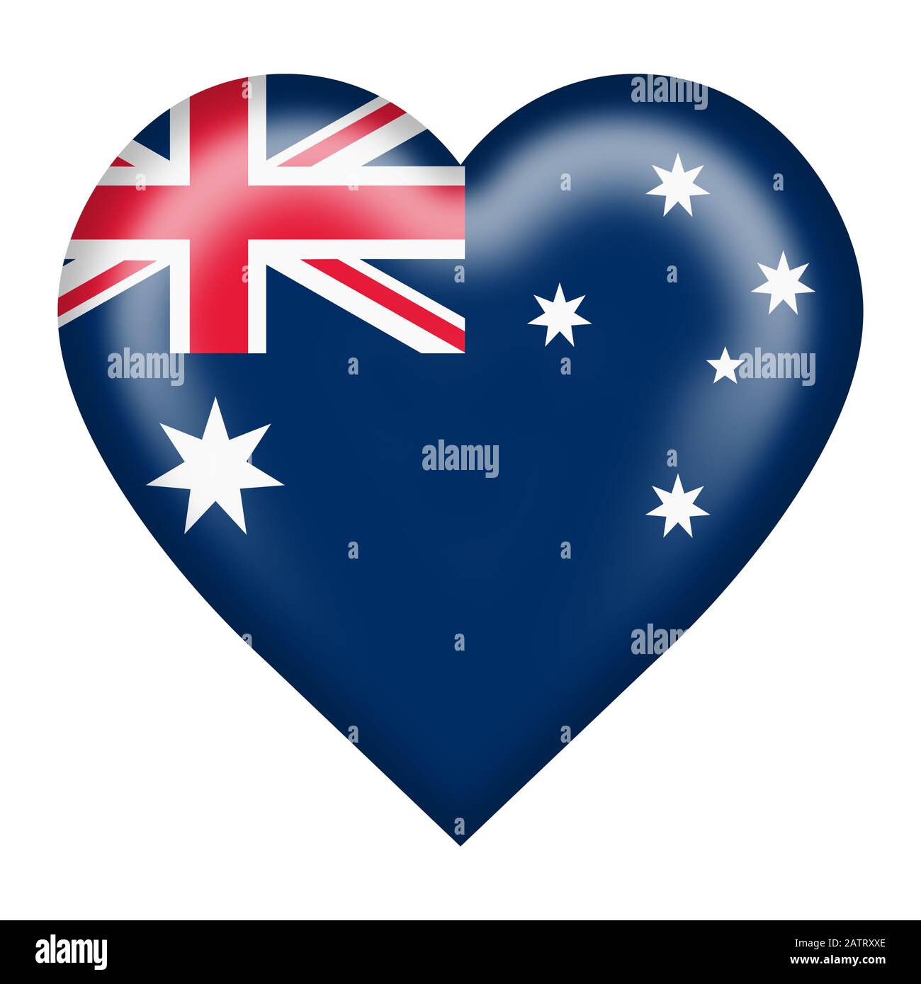 A Australia flag heart button isolated on white with clipping path Stock Photo