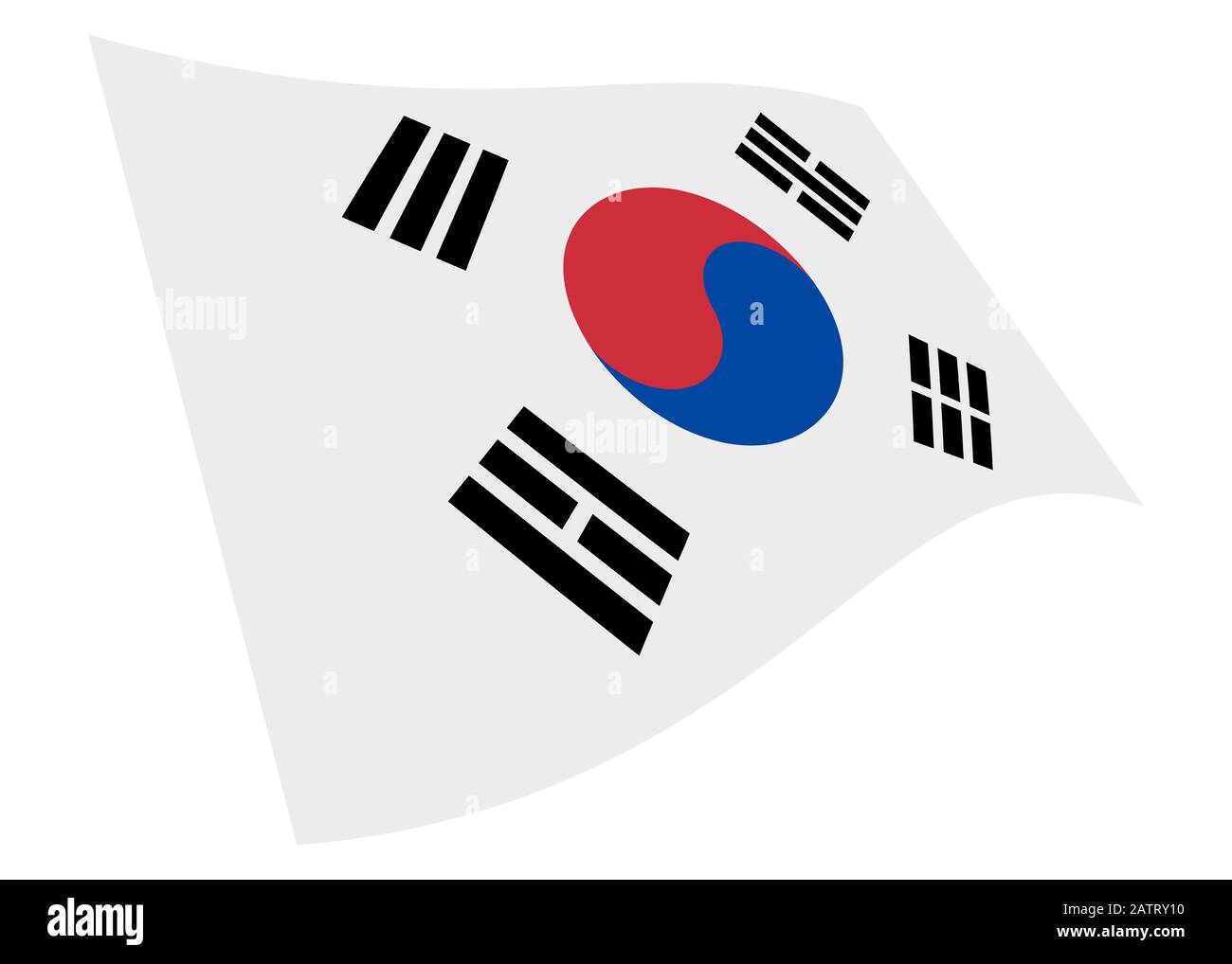 A South Korea waving flag graphic isolated on white with clipping path Stock Photo