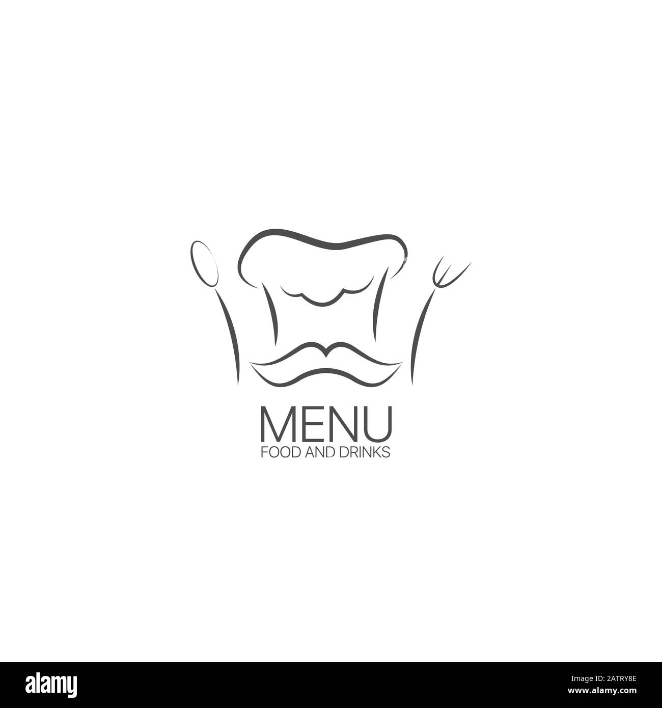 Restaurant menu sign. Cafe symbol. Chef hat with mustache, fork and