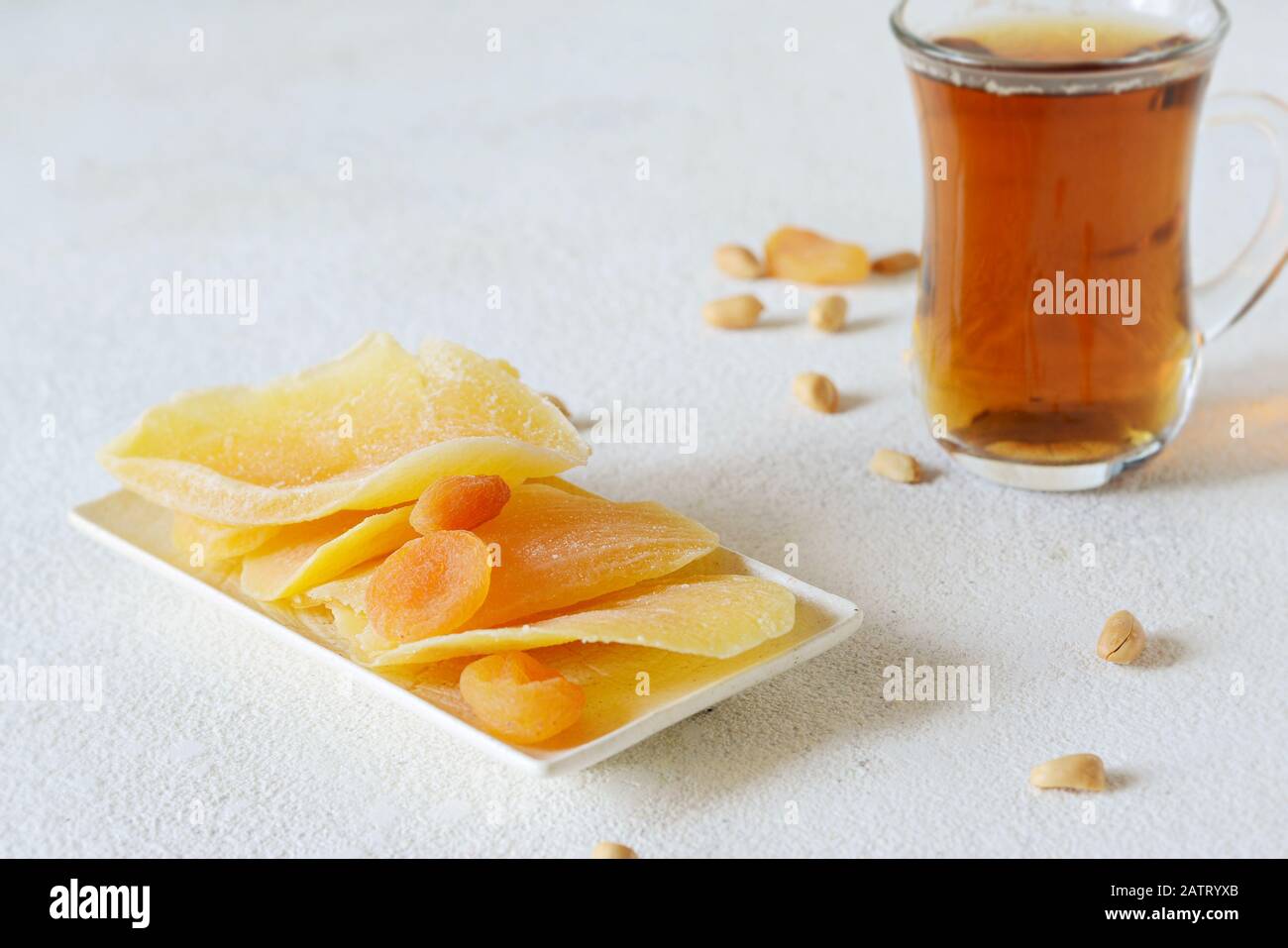 Eastern sweets, dried fruits for tea, dried apricots, mangoes and nuts. Middle eastern or arabic