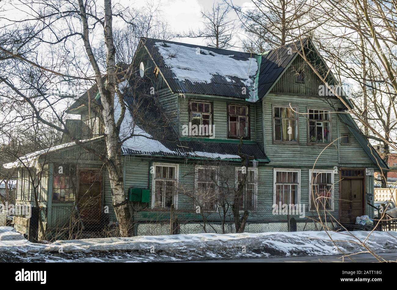 Old wooden house at the winter in Russia Stock Photo - Alamy