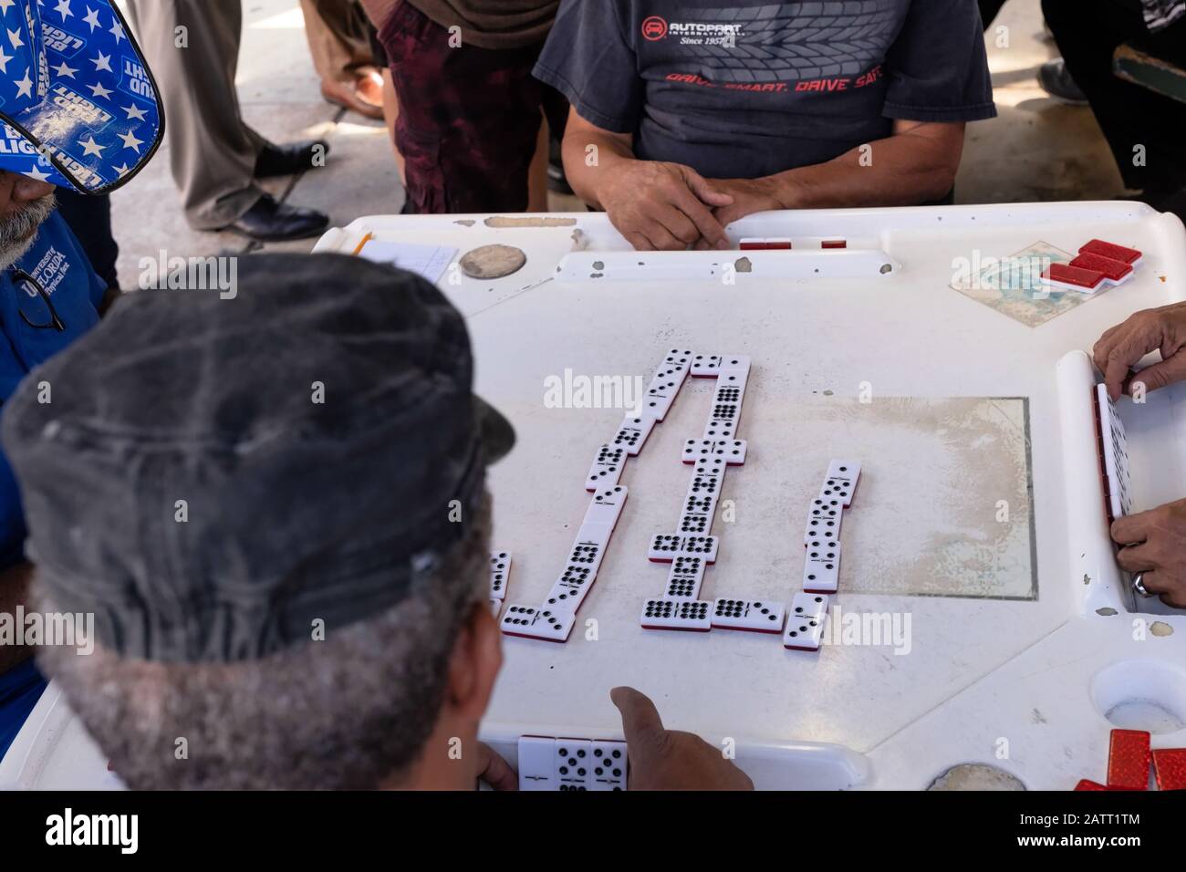 Domino Games Being Played Stock Photo