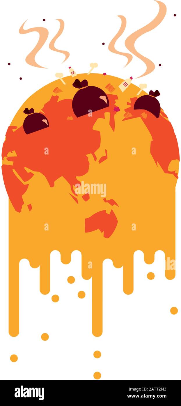 world planet melting global warming with garba Stock Vector Image & Art ...