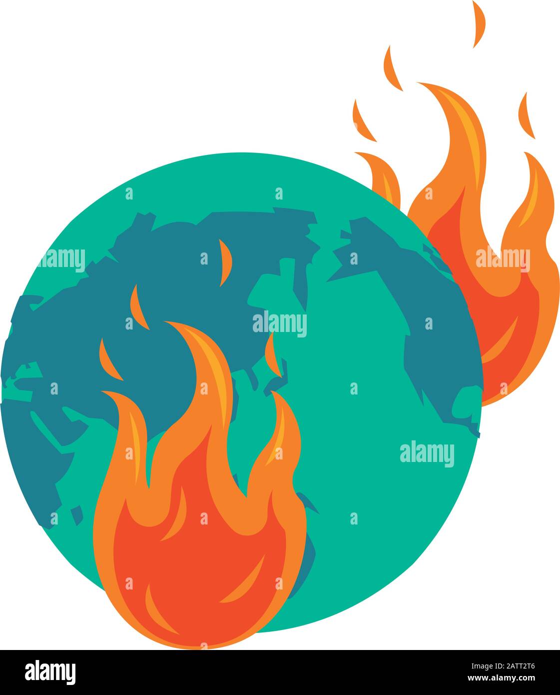 world planet earth with fire flame Stock Vector