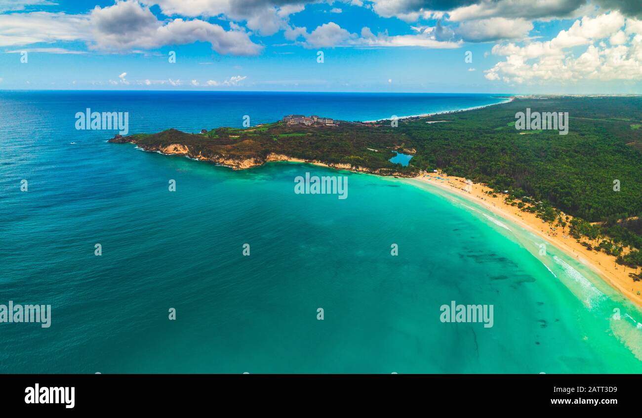 Aerial view of tropical beach. Macao beach, Dominican republic Stock ...