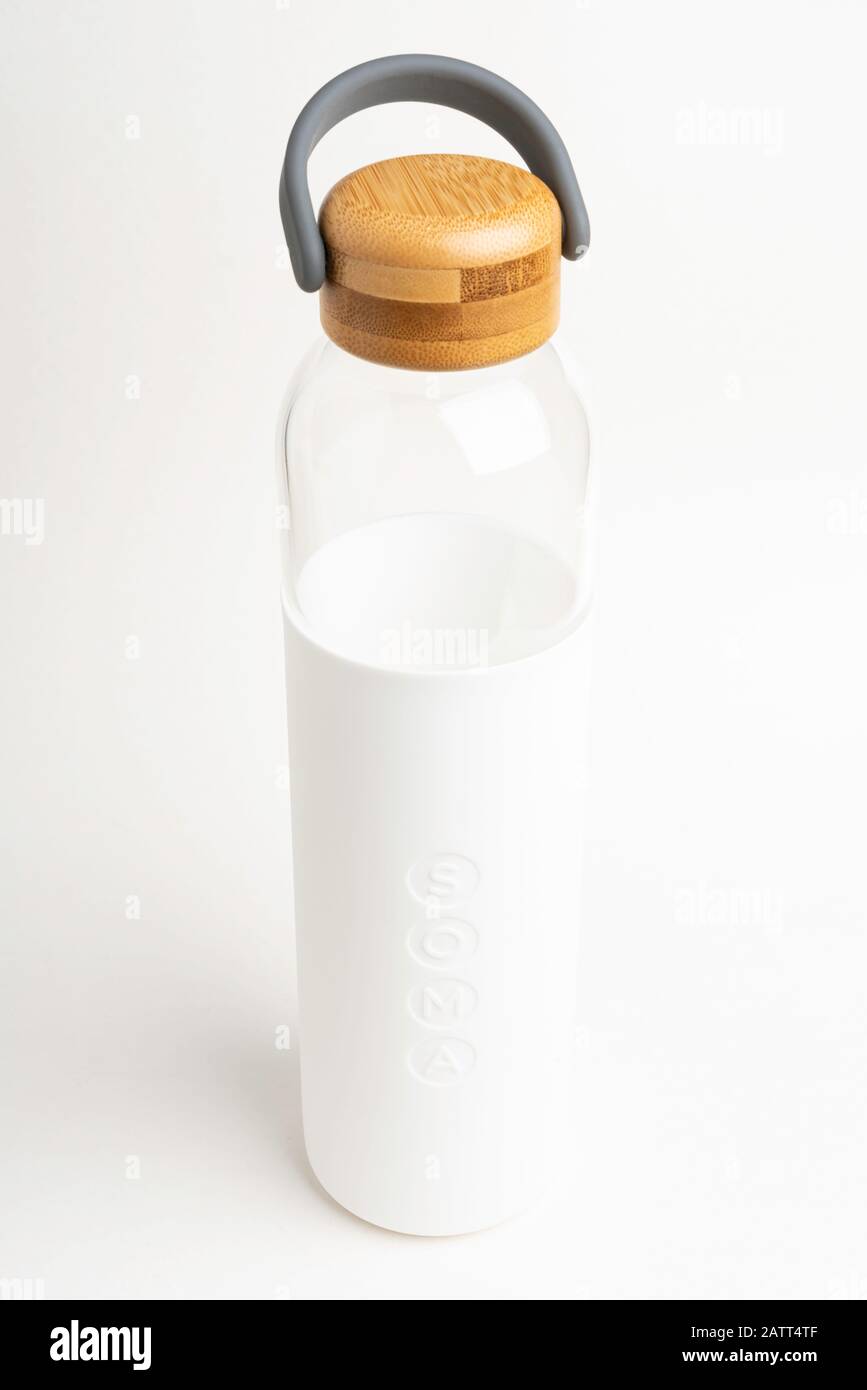 Vidalia, Georgia / USA - September 22, 2019: A SOMA water bottle with white  silicone sleeve and gray handle set on white background Stock Photo - Alamy