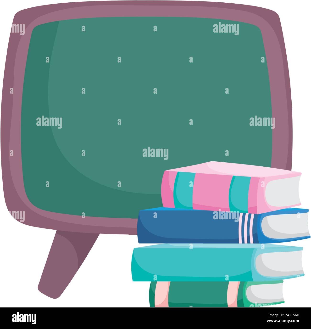back to school education chalkboard and stacked books class vector ...