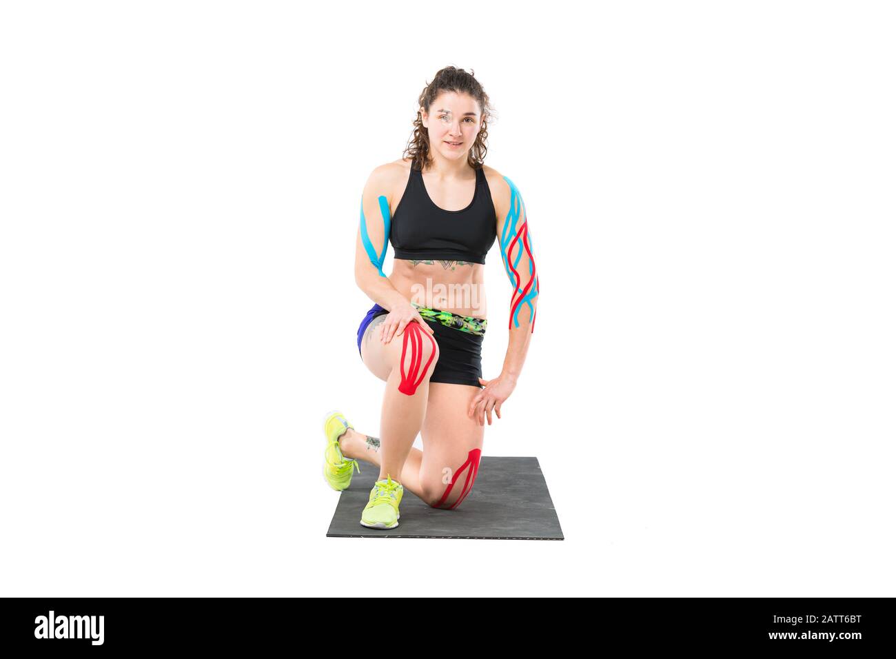 Kinesiology tape, use athlets. Kinesiology sport taping. Theme