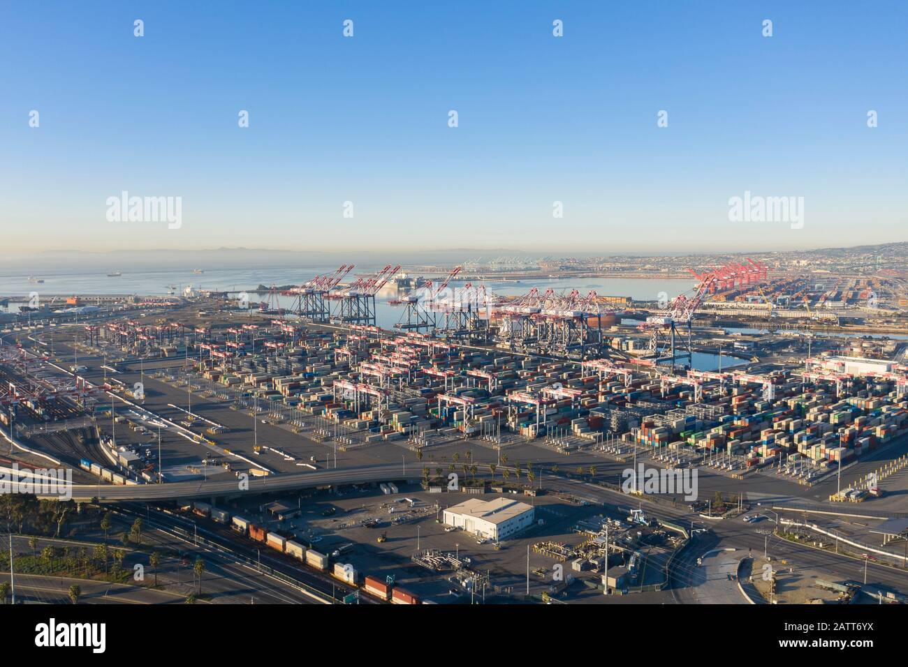 Port of Long Beach and Los Angeles Container Yard Stock Photo