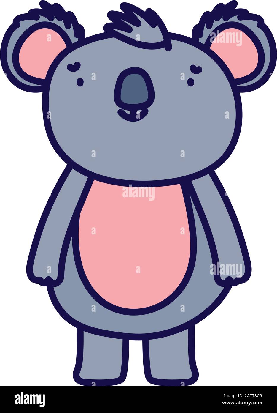 cute koala animal cartoon character on white background vector ...